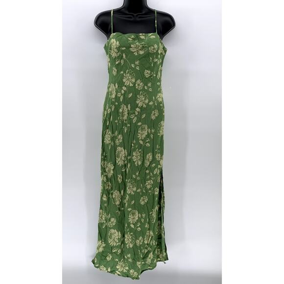 DRESS FORUM Women's Green Floral Straight-Neck Cutout Back Midi Dress SZ S - Picture 1 of 14
